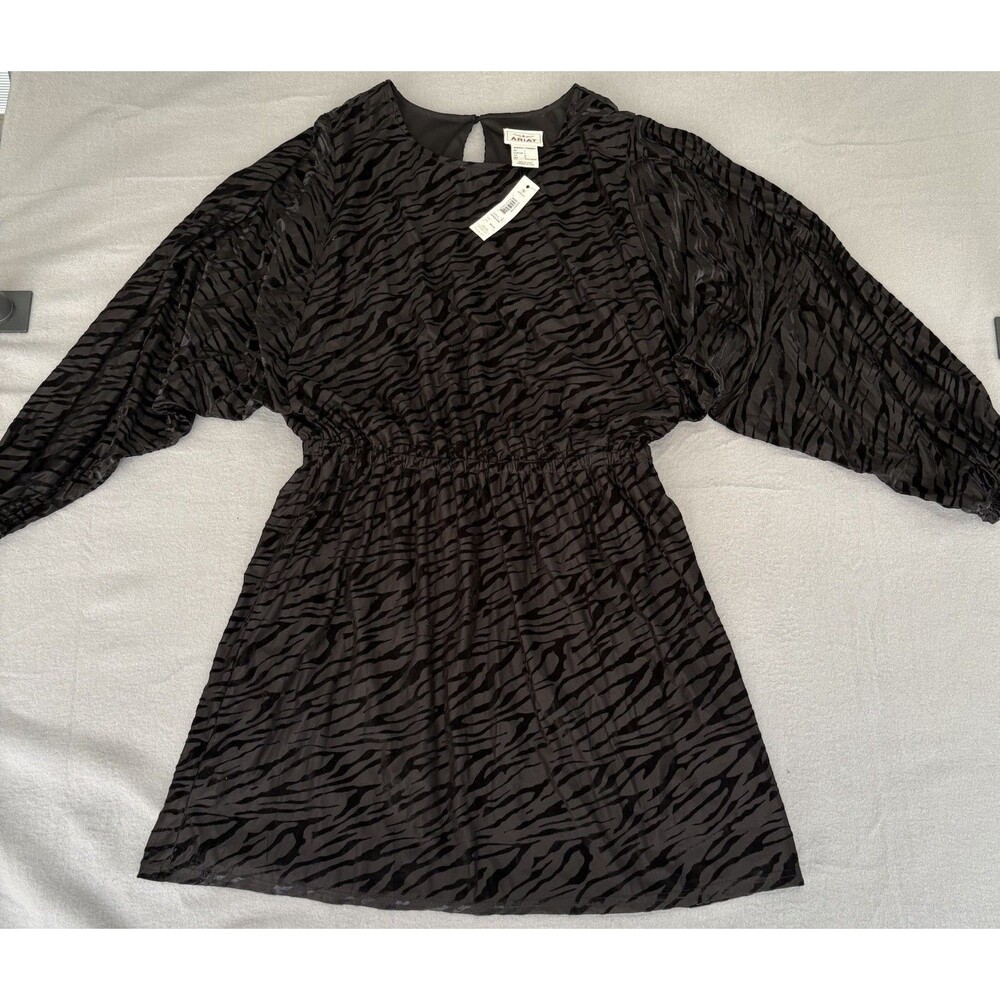 NWT Ariat Shadow Dress Womens L Black Zebra Print Velvet Burnout Boho Western